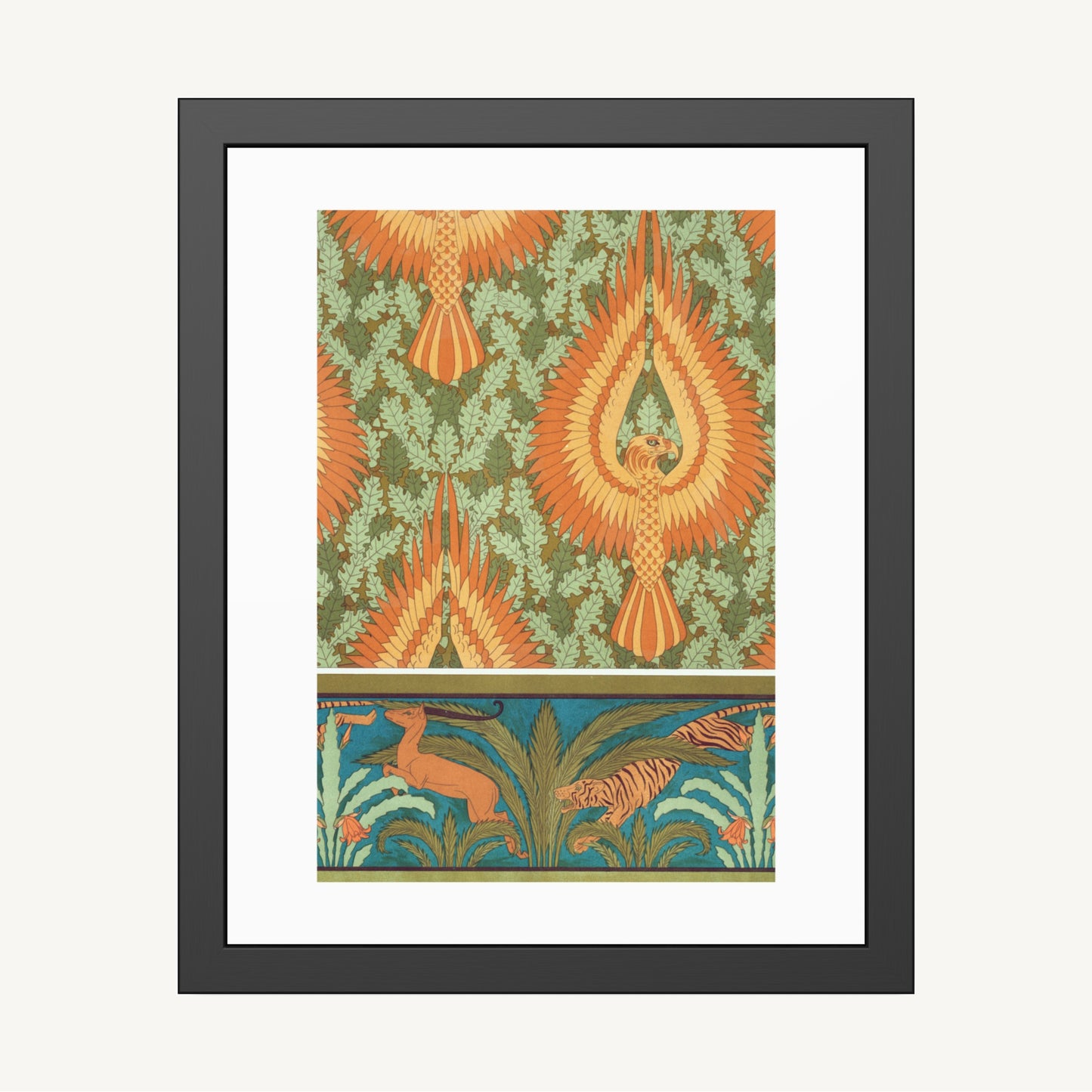 EAGLES, ANTELOPES, AND PALM BORDER | Framed | Maurice Pillard Verneuil