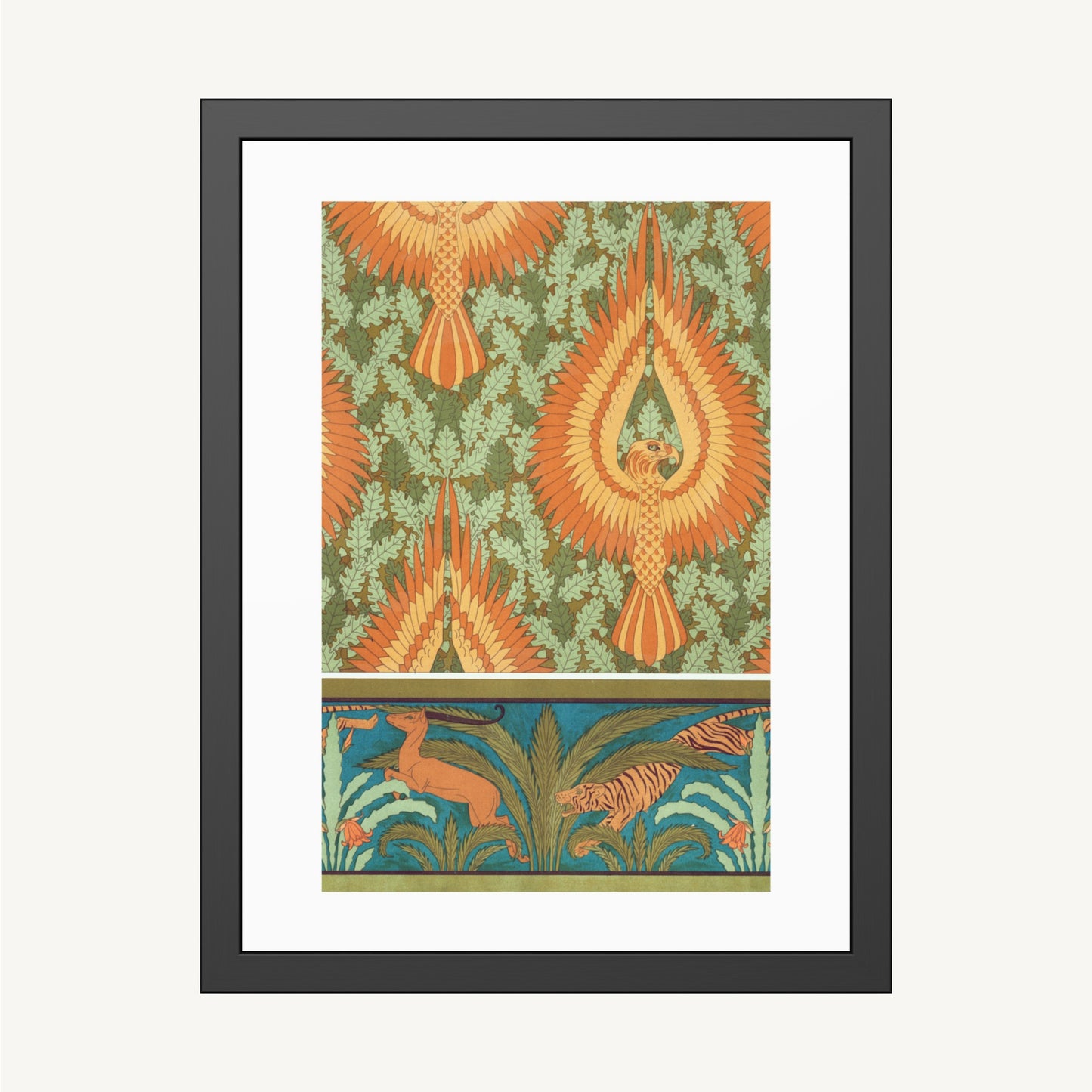 EAGLES, ANTELOPES, AND PALM BORDER | Framed | Maurice Pillard Verneuil