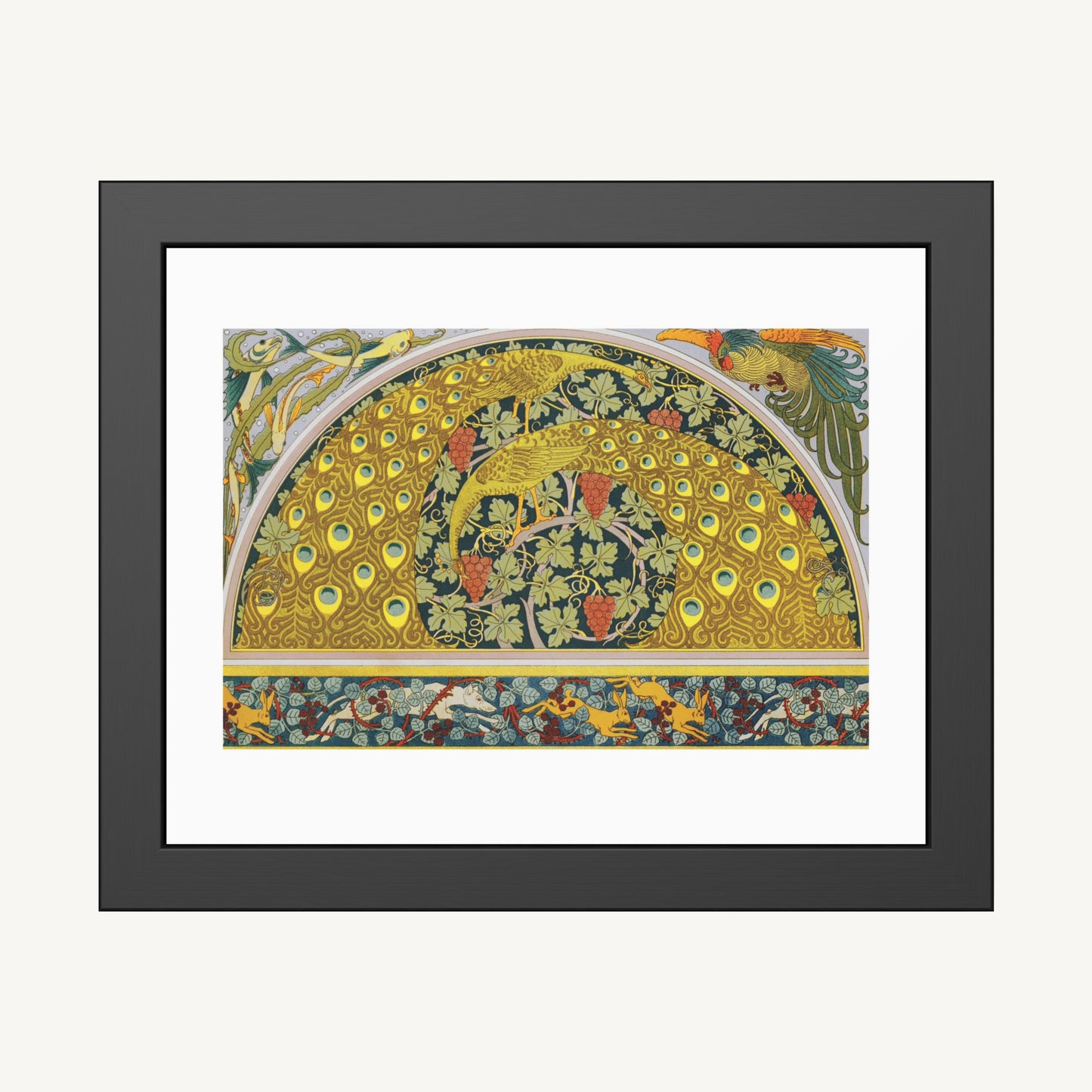 PEACOCKS, FISH, AND HARES | Framed | Maurice Pillard Verneuil