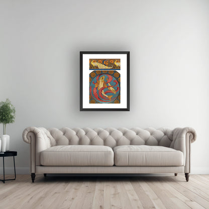 PEACOCKS, POPPIES, AND GURNARD FISH  | Framed | Maurice Pillard Verneuil