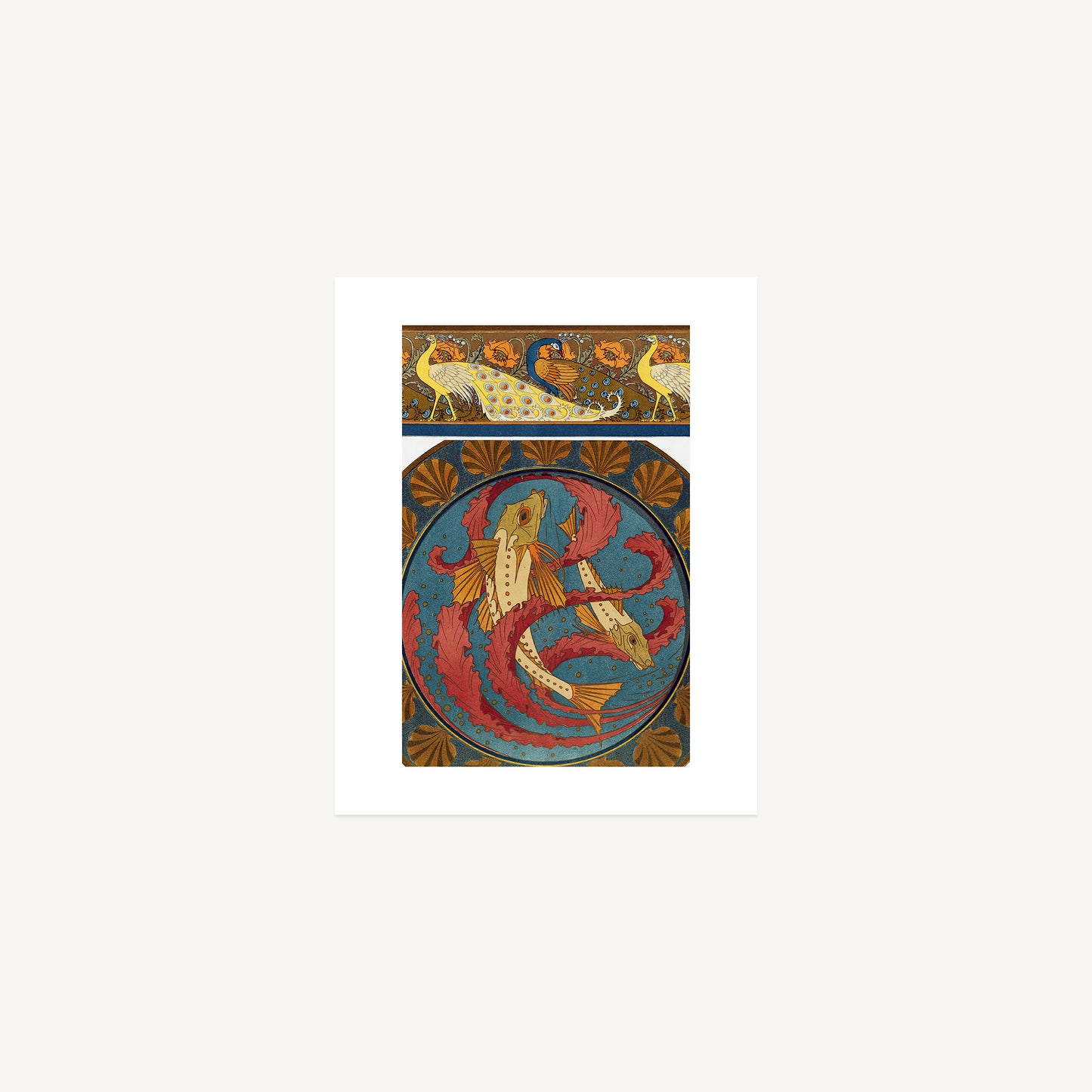 PEACOCKS, POPPIES, AND GURNARD FISH | Maurice Pillard Verneuil