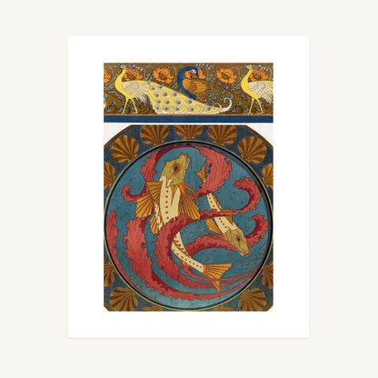 PEACOCKS, POPPIES, AND GURNARD FISH | Maurice Pillard Verneuil