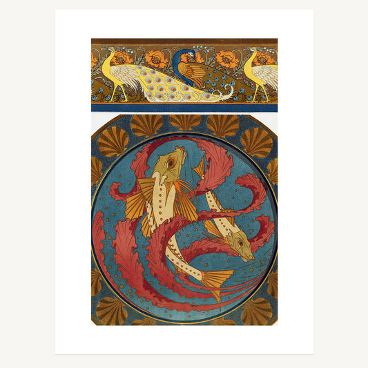PEACOCKS, POPPIES, AND GURNARD FISH | Maurice Pillard Verneuil